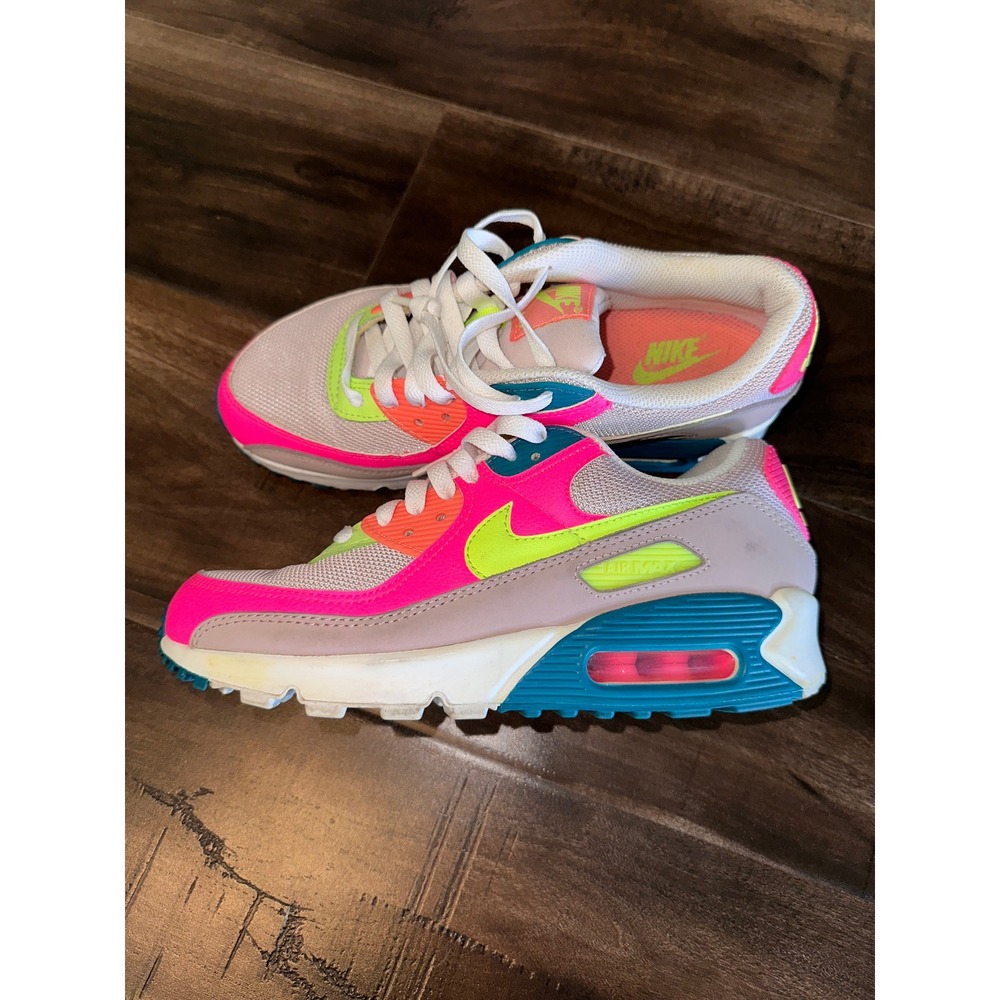 Nike Air Max 90 Pink Blast Volt Blue Fury Sneakers DC1865-600 Womens 7.5 - Picture 3 of 8